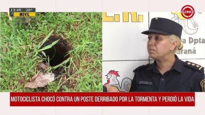 Motociclista choc&oacute; contra un poste derribado por la tormenta y perdi&oacute; la vida